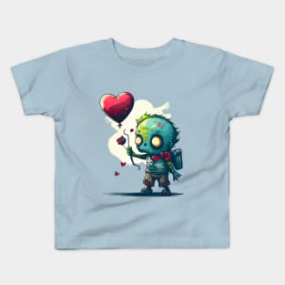 Cute Zombie Lost Heart Ballon or Sad Zombie and Balloon Kids T-Shirt